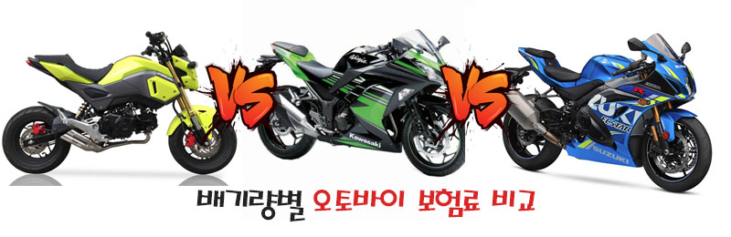 배기량별 오토바이 보험료 비교
